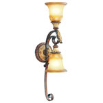 Livex Lighting - Villa Verona Wall Sconce, Verona Bronze With Aged Gold Leaf Accents - The Villa Verona collection of interior lighting features handsomely styled ironwork complete with scrolling details. This wall sconce features a verona bronze finish with aged gold leaf accents and rustic art glass. Display casual, traditional style with this beautiful fixture.