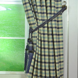 Paroo Cotton Blend Small Check Tab Top Curtains & Drapes Tassel Tieback - Curtains