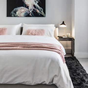 Downtown Miami Bedroom Detail with Custom Jellyfish Artwork
