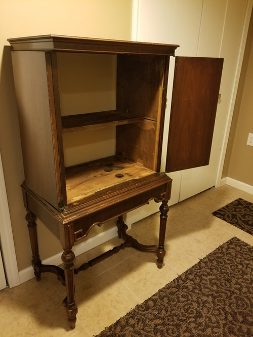 how to reuse antique radio cabinet