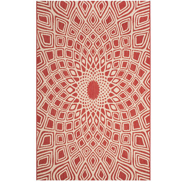 Safavieh Courtyard Cy6616-23821 Outdoor Rug, Red/Beige, 6'7"x6'7" Square