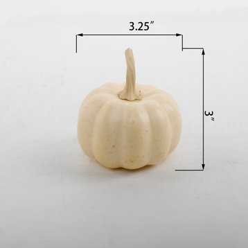 8 Pcs Beaded Pumpkins In Pvc Bag (Cream)