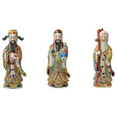 Chinese Canton Color Mixed Fenghsui Fok Lok Shao Figure Set ws1589S Chinese Canton Color Mixed Fenghsui Fok Lok Shao Figure Set ws1589S