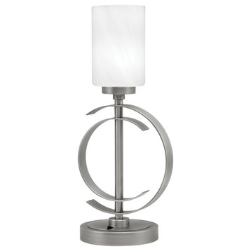 1-Light Table Lamp, Graphite Finish, 4" White Marble Glass