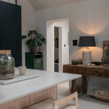 The Black House: Scandi Kitchen with White Quartz Worktops & Island in Surrey