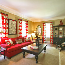 red couch living room
