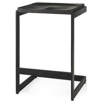 26" Black Cheeky Wood and Metal Counter Stool