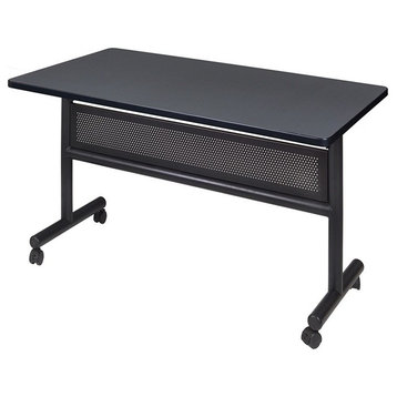 Kobe 48"x30" Flip Top Mobile Training Table With Modesty, Gray