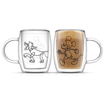 Disney Mickey and Pluto Aroma Glass Mugs Set of 2, 13.5 Oz
