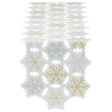 Embroidered Snowflakes Table Runner