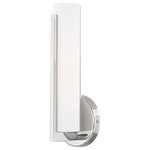 Livex Lighting - Livex Lighting Polished Chrome LED Light ADA Wall Sconce - State of the art LED components deliver superior quality of light for the bathroom area while the sleek design and polished chrome finish adds sophistication with a modern look. The satin white cylindrical  acrylic diffuses the light to provide a soft glow.