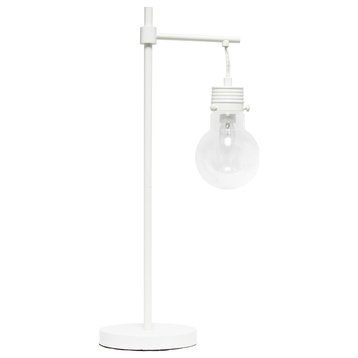 Lalia Home White Matte 1 Light Beacon Table Lamp With Clear Glass Shade