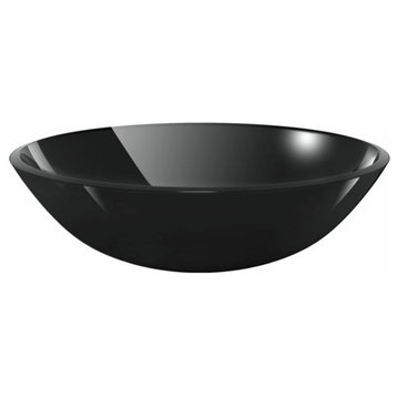 vidaXL Basin Vanity Sink Small Countertop Wash Basin Tempered Glass Black