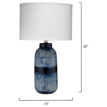 Coastal Style Blue Ceramic Batik Table Lamp