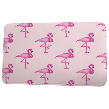 Palm Beach Flamingo Fanfare Martini Animal Print Bath Mat, Pink, 21"x34"