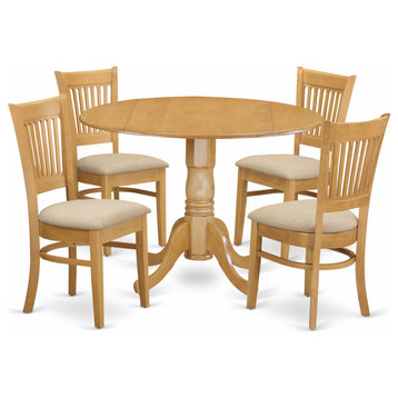 5 Pc Small Kitchen Table Set -Drop Leaf Table And 4 Dinette Chairs