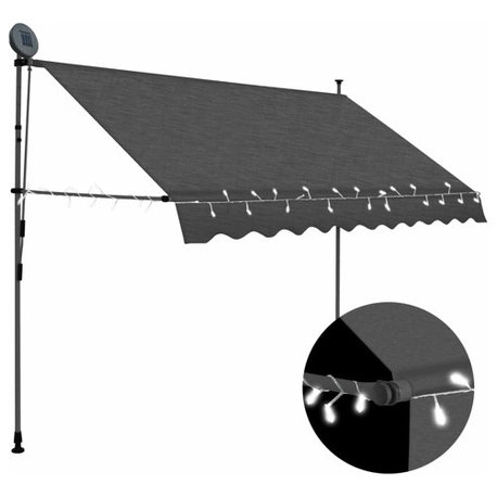 vidaXL Retractable Awning Outdoor with Hand Crank and LED 98.4" Anthracite