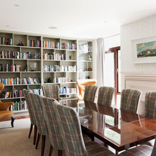 bookshelves and bench