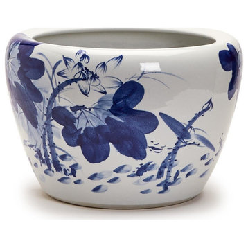 Tozai Japanese Blue Flower Porcelain Planter