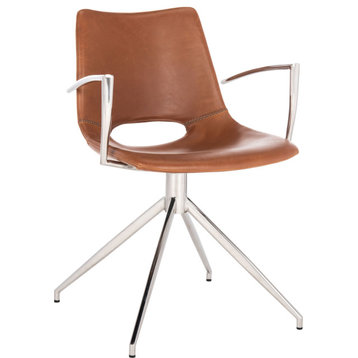 Dawn Swivel Chair Cognac, Stainless Steel