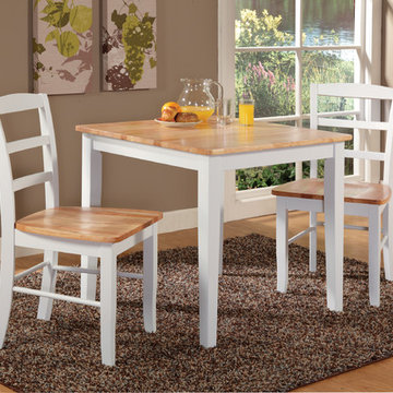Three Piece Traditional Dining Room Set In White And Natural Finish