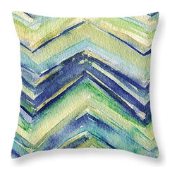 Blue Turquoise Green Yellow Chevron Decorative Pillows - Decorative Pillows