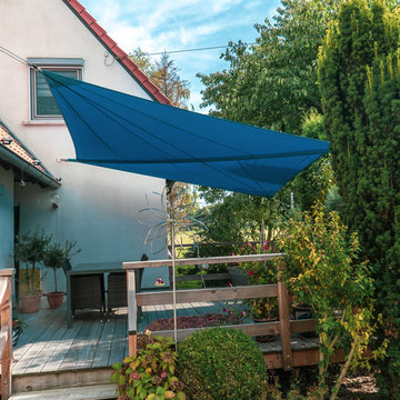 Manuell aufrollbares Sonnensegel | Terrasse | blau
