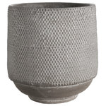 Urban Trends Collection - Round Cement Pot in Abstract Pattern Design, Washed Gray Finish, Small - UTC pots are made of the finest cements which makes them tactile and attractive. They are primarily designed to accentuate your home, garden or virtually any space. Each pot is treated with a washed that gives them rigidity against climate change, or can simply provide the aesthetic touch you need to have a fascinating focal point!!
