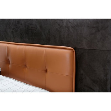 Emma Mason Signature Magnificent Eastern King Upholstered Tufted Bed in Orange/U