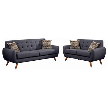 Benzara BM168731 Polyfiber 2 Piece Sofa set With Cushion Seats, Dark Gray