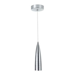 Dainolite - All Metal Satin Chrome Halogen Mini Pendant w/ Shade - Pendant Lighting