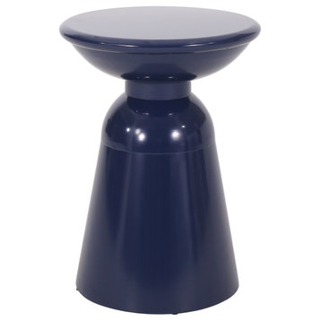 Soto Outdoor Metal Side Table, Navy Blue