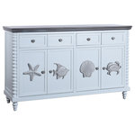 Stylecraft - Horwitz 4 Door Accent Cabinet - Built around a crown molding top and bobbin spool style corner posts, the Montauk cabinet is made using ash veneer and solids with a two tone finish. Crafted with metal ball bearing glides and concealed hinges for modern use, it features adjustable shelving behind its four cabinet doors. This striking piece is a centerpiece quality item perfect for living rooms, bedrooms, dining areas, and more.