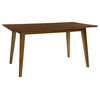 Linon Patty Mid-Century Wood Dining Table with Tapered Legs in Brown Stain