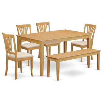 Atlin Designs 6-piece Wood Dining Set with Cushion Seat in Oak