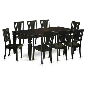 9-Piece Dining Set With a Table and 8 Wood Kitchen Chairs, Black