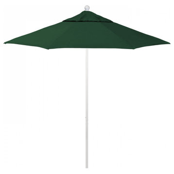7.5' Patio Umbrella White Pole Fiberglass Ribs Push Lift Pacific Premium, Forest Green