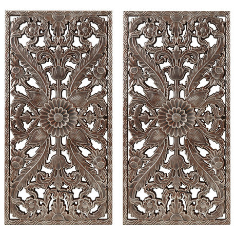 Madison Park Antique Carved Wooden Boho 2-Piece Wall Art Decor, Bronze