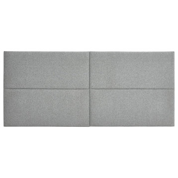 King Size Headboard, Tufted Upholstery & Sound Reducing Panel, Gray Vegan Wool