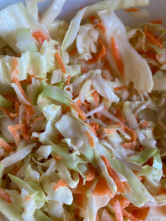 I made delicious coleslaw yesterday! (Thanks, Annie!)
