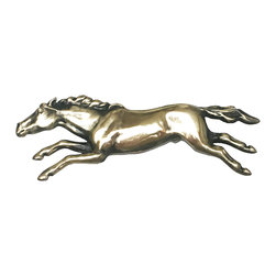 D'Artefax - Wild Horse Pull, Left Facing, Antique Brass - Cabinet And Drawer Handle Pulls