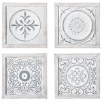 Urban Trends Collection - Square Wood Wall Art with Mandala Pattern Washed White Finish, Asstd of 4 - UTC wallarts are made of the finest woods which makes them tactile and attractive. They are primarily designed to accentuate your home, garden or virtually any space. Each wall art is treated with a washed that gives them rigidity against climate change, or can simply provide the aesthetic touch you need to have a fascinating focal point!!