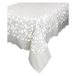 16 by 36-Inch Taupe with White XD15110 Xia Home Fashions Ruffle Trim Lace Table Runner