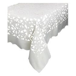 Xia Home Fashions - Tulip Bouquet 72"x108" Tablecloth, White - Tablecloths