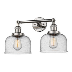 Large Bell 2 Light Bath Vanity Light In Polished Nickel (208-Pn-G74)