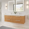 The Aeris Bathroom Vanity, Oak, 55", Double Sink, Wall Mount