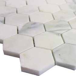 Calacatta Gold Italian Marble 2" Hexagon Mosaic Tiles - Home Accessories & Decor