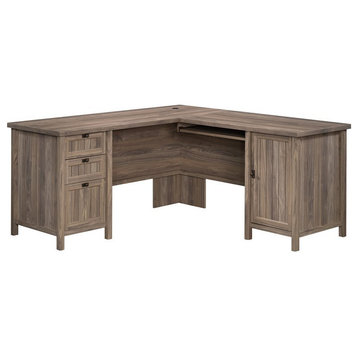 Sauder Costa Engineered Wood L-Shaped Home Office Desk in Washed Walnut