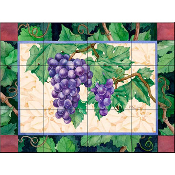 Tile Mural, Cabernet Grapes 2 by Paul Brent
