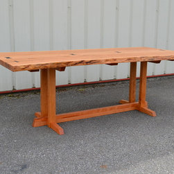 Live Edge Cherry Dining Table With Nakashima Style Base - Dining Tables